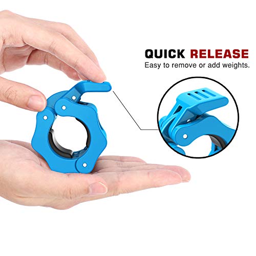 MoKo Barbell Abrazaderas, Topes de Pesas Liberación Rápida de Bloqueo Professional Cerraduras de Barra de Peso para Fitness y Entrenamiento de Fuerza, 1 Par, Azul Claro MoKo Barbell Abrazaderas, Topes de Pesas Liberación Rápida de Bloqueo Professional Cerraduras de Barra de Peso para Fitness y Entrenamiento de Fuerza, 1 Par, Azul Claro