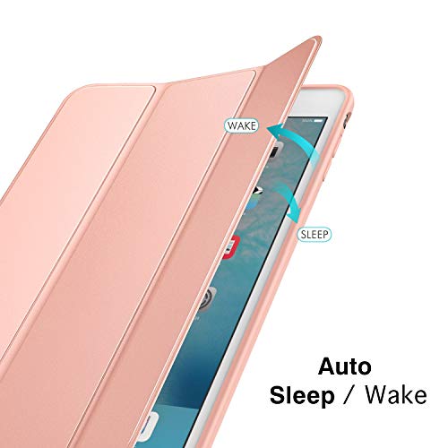 MoKo Funda Compatible con iPad Mini 3/2 / 1, Superior Delgada Protectora Case con Tapa Trasera Esmerilada Translúcida Compatible con Apple iPad Mini 1/Mini 2/Mini 3 - Oro Rosa