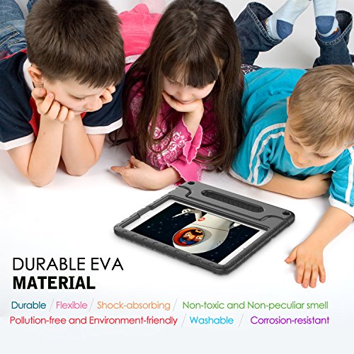 MoKo Funda para iPad 9.7 2018/2017-Portátil Cubierta Ligera Kids Protector Parachoque con Manija y Apple Pencil Soporte para Apple iPad 9.7" 2018/2017/iPad Air/iPad Air 2, Negro