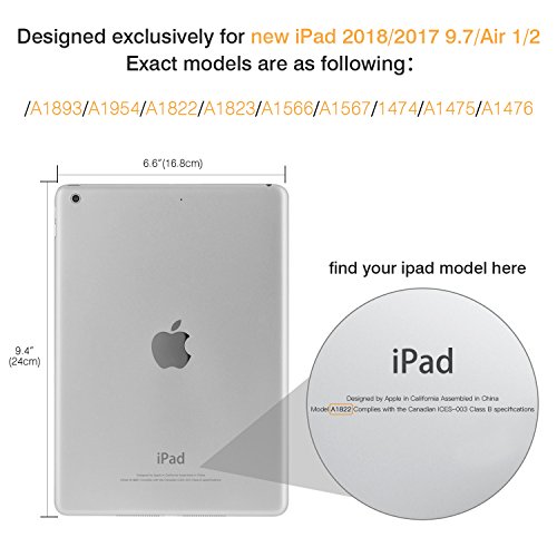 MoKo Funda para iPad 9.7 2018/2017-Portátil Cubierta Ligera Kids Protector Parachoque con Manija y Apple Pencil Soporte para Apple iPad 9.7" 2018/2017/iPad Air/iPad Air 2, Negro