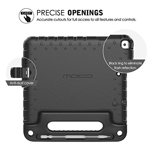 MoKo Funda para iPad 9.7 2018/2017-Portátil Cubierta Ligera Kids Protector Parachoque con Manija y Apple Pencil Soporte para Apple iPad 9.7" 2018/2017/iPad Air/iPad Air 2, Negro