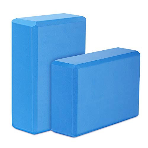 MoKo Yoga Bloques (2 Paquete) - 22.86 x 15.24 x7.62 cm Yoga Ejercicio Ladrillos de Alta Densidad EVA Foam, Protección Ambiental y Ligero, Ideal para el Estiramiento y la Celebración Poses - Azul