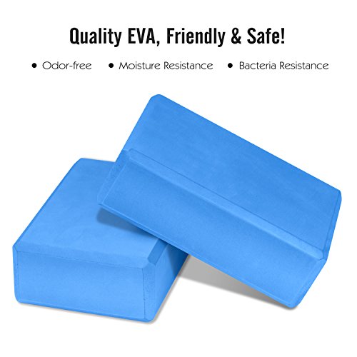 MoKo Yoga Bloques (2 Paquete) - 22.86 x 15.24 x7.62 cm Yoga Ejercicio Ladrillos de Alta Densidad EVA Foam, Protección Ambiental y Ligero, Ideal para el Estiramiento y la Celebración Poses - Azul