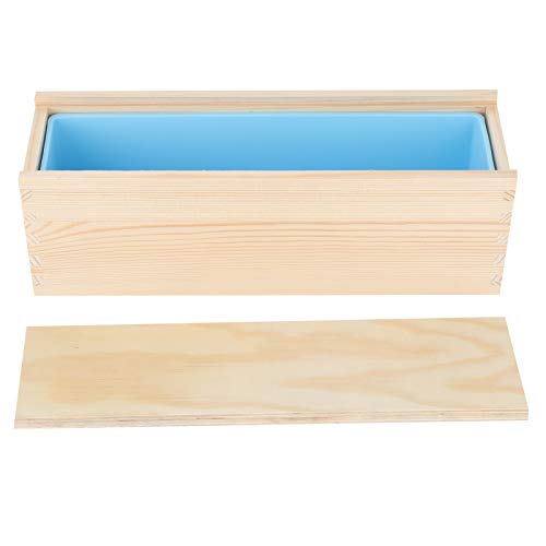 Molde de silicona duradero portátil, herramienta para hornear de cocina, para restaurante de pan casero DIY(Sky blue silicone + wooden box)