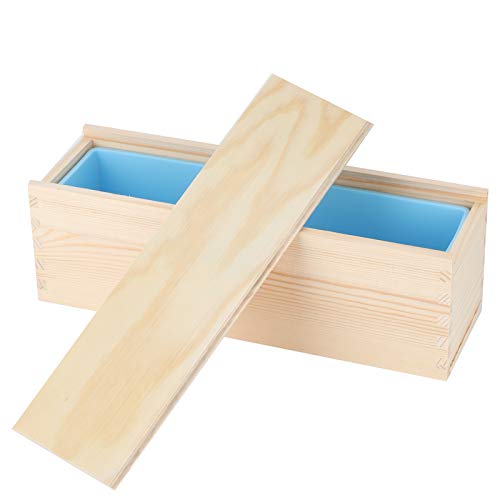 Molde de silicona duradero portátil, herramienta para hornear de cocina, para restaurante de pan casero DIY(Sky blue silicone + wooden box)