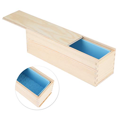 Molde de silicona duradero portátil, herramienta para hornear de cocina, para restaurante de pan casero DIY(Sky blue silicone + wooden box)