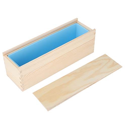Molde de silicona duradero portátil, herramienta para hornear de cocina, para restaurante de pan casero DIY(Sky blue silicone + wooden box)