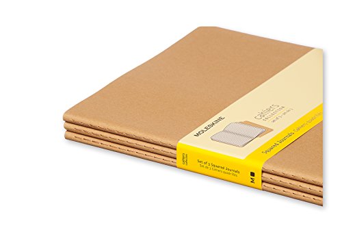 Moleskine - Cahier Journal Cuaderno de Notas, Set de 3 Cuadernos con Páginas, Tapa de Cartón y Cosido de Algodón Visible, Color Marròn Kraft, Extra Grande
