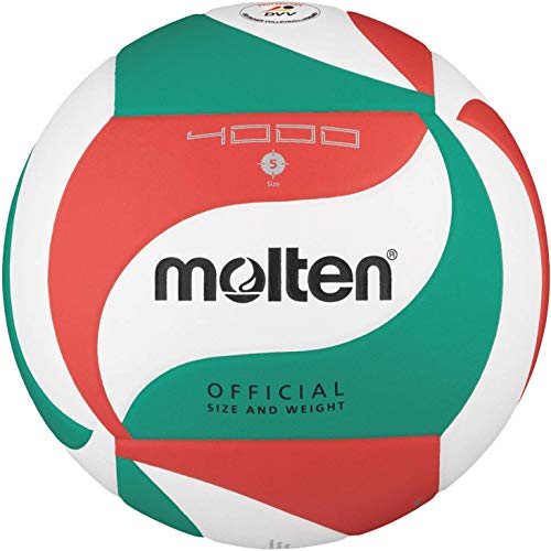 Molten VM4000 - Balón de Voleibol, Blanco, Rojo y verde, Talla 5 Molten VM4000 - Balón de Voleibol, Blanco, Rojo y verde, Talla 5
