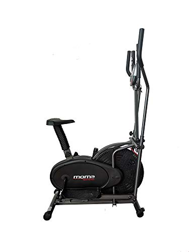 Moma Bikes - Bicicleta ELIPTICA con Volante de 5kg y pulsómetro con cuádruple Sensor, Negro Moma Bikes - Bicicleta ELIPTICA con Volante de 5kg y pulsómetro con cuádruple Sensor, Negro