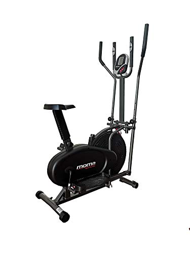 Moma Bikes - Bicicleta ELIPTICA con Volante de 5kg y pulsómetro con cuádruple Sensor, Negro Moma Bikes - Bicicleta ELIPTICA con Volante de 5kg y pulsómetro con cuádruple Sensor, Negro