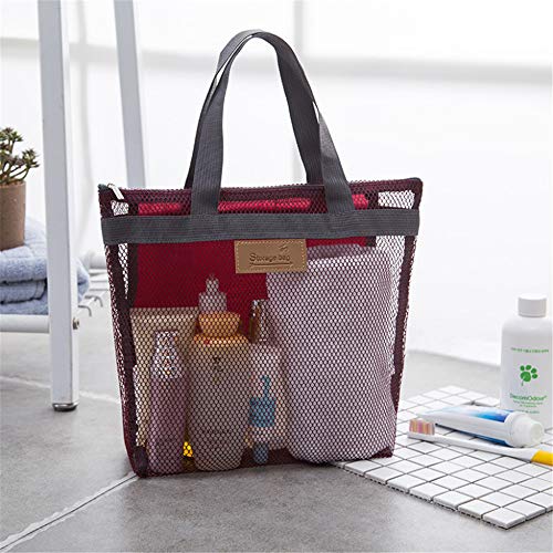 MOMIN-hm Bolsa de Asas del Carrito de la Ducha Rejilla a Prueba de Agua Bolsa de Lavado portátil Bolsa de Viaje portátil Deportes Gimnasio Bolsa de baño para el baño de Viaje a casa (Color : Rojo)