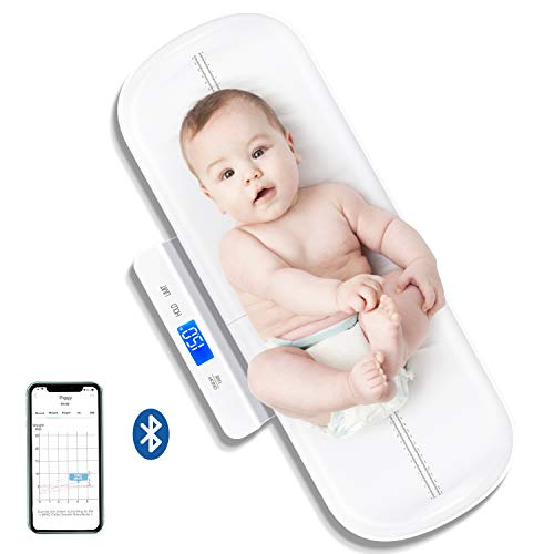 MOMMED Báscula digital Bluetooth para bebé, báscula multifunción para mascotas y bebés, báscula de peso para bebés con aplicación, escala precisa para bebés recién nacidos, mascotas, perro, gato