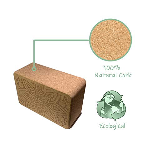 Món Bloque de Yoga de Corcho 100% Natural (Set de 2 Unidades) - Ladrillo Taco Yoga Block (Kit 2 Piezas) - Bloques Accesorios - También para Pilates y Fitness (Compact)