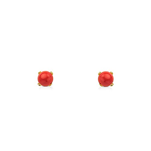 Monde Petit T1776P - Pendientes de bebe/niña oro 18 kts. patillas coral fino 4 mm.