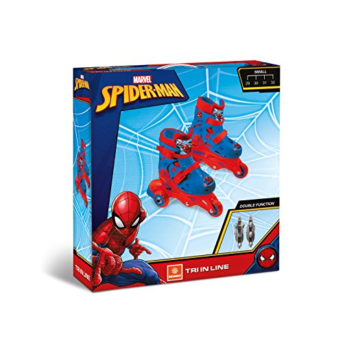 Mondo Toys – Marvel Spiderman – 3 en línea Skates – Patines de Doble función Ajustables – Ruedas de PVC – Roller niño/niña – Talla S/M 29/32 – 28631