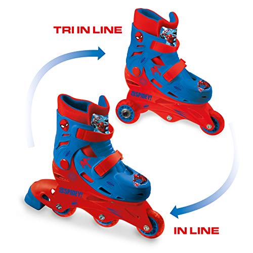 Mondo Toys – Marvel Spiderman – 3 en línea Skates – Patines de Doble función Ajustables – Ruedas de PVC – Roller niño/niña – Talla S/M 29/32 – 28631 Mondo Toys – Marvel Spiderman – 3 en línea Skates – Patines de Doble función Ajustables – Ruedas de PVC – Roller niño/niña – Talla S/M 29/32 – 28631