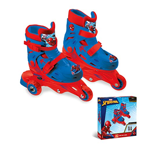 Mondo Toys – Marvel Spiderman – 3 en línea Skates – Patines de Doble función Ajustables – Ruedas de PVC – Roller niño/niña – Talla S/M 29/32 – 28631 Mondo Toys – Marvel Spiderman – 3 en línea Skates – Patines de Doble función Ajustables – Ruedas de PVC – Roller niño/niña – Talla S/M 29/32 – 28631