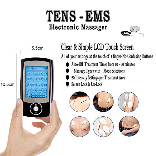 Monlida Electroestimulador Masaje EMS y TENS, 16 Modos 2 Canales, Masajeador de Pulso Electrónico