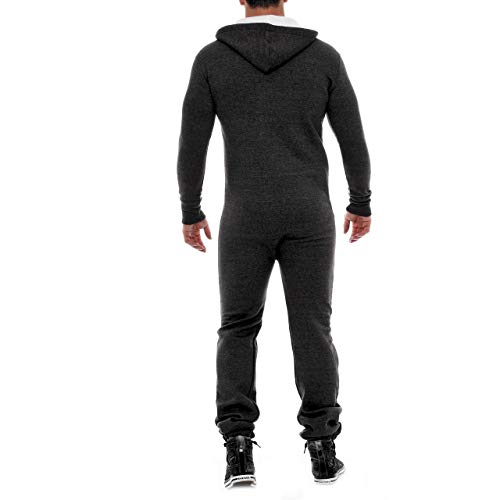 Mono de forro polar para hombre, traje de chándal para hombre, bonito y elegante, con capucha, ropa de dormir gris oscuro M Mono de forro polar para hombre, traje de chándal para hombre, bonito y elegante, con capucha, ropa de dormir gris oscuro M