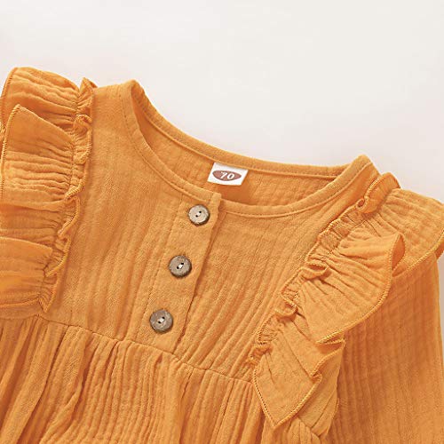 Mono para Bebé ReciéN Nacido OtoñO De Manga Larga Mezcla De AlgodóN Volantes Vestido De Fiesta De Bautismo Ropa Deportiva Informal Pijama CóModo 0-18 Meses Ropa De Bebe(Naranja,3-6 meses/80)