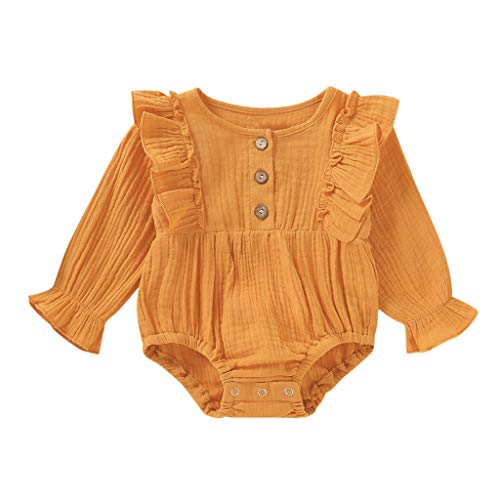 Mono para Bebé ReciéN Nacido OtoñO De Manga Larga Mezcla De AlgodóN Volantes Vestido De Fiesta De Bautismo Ropa Deportiva Informal Pijama CóModo 0-18 Meses Ropa De Bebe(Naranja,3-6 meses/80)