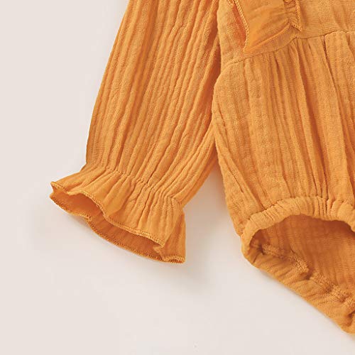 Mono para Bebé ReciéN Nacido OtoñO De Manga Larga Mezcla De AlgodóN Volantes Vestido De Fiesta De Bautismo Ropa Deportiva Informal Pijama CóModo 0-18 Meses Ropa De Bebe(Naranja,3-6 meses/80)