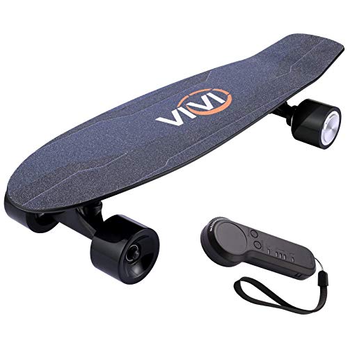 Monopatín eléctrico Vivi H2S-2, Longboard eléctrico con Control Remoto y Paquete de Regalo, Motor único de 350 W, Velocidad máxima de 10 mph, Rango de 8 Millas, Carga máxima de 150 Libras