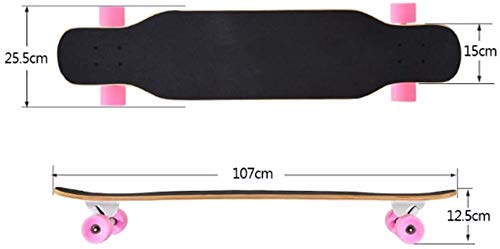 Monopatín Longboard de Osprey Profesional 42 pulgadas trucos Freestyle Longboard Patín de la calle Junta de cepillo crucero for adolescentes principiantes Niñas Niños Adolescentes Adultos Niños