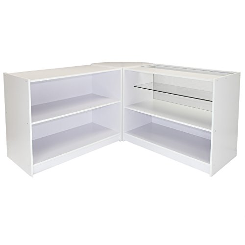 MonsterShop – Draco Set 3 Mostradores Mesas de Recepción mueble Oficina Mostradores Peluqueria Comercial Expositor| Blanco Brillante 120cm (anchura) x 60cm (profundidad) x 90cm (altura)