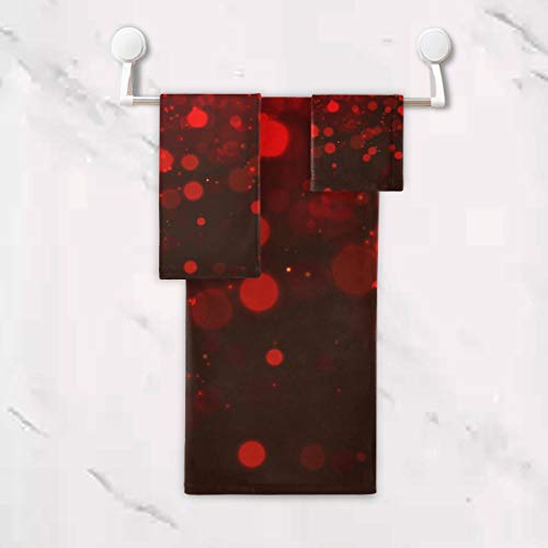 MONTOJ Color rojo sueño luces patrón Washtrapo toalla de baño toallas de mano tres piezas conjunto MONTOJ Color rojo sueño luces patrón Washtrapo toalla de baño toallas de mano tres piezas conjunto