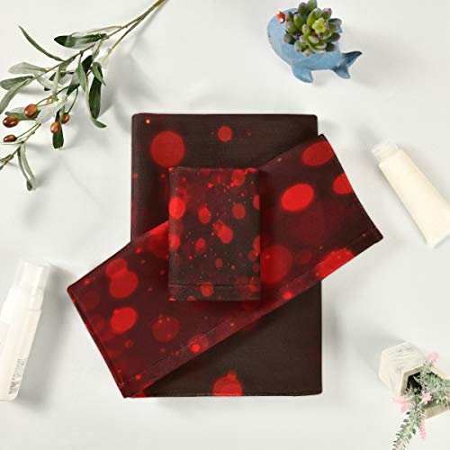 MONTOJ Color rojo sueño luces patrón Washtrapo toalla de baño toallas de mano tres piezas conjunto MONTOJ Color rojo sueño luces patrón Washtrapo toalla de baño toallas de mano tres piezas conjunto