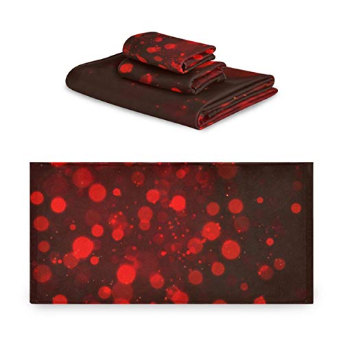 MONTOJ Color rojo sueño luces patrón Washtrapo toalla de baño toallas de mano tres piezas conjunto