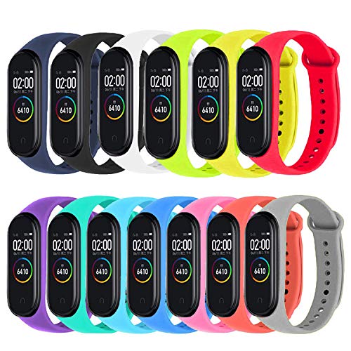 Monuary 13 Piezas Correa para Xiaomi Mi Smart Band 4 / Mi Band 3 Pulsera, Silicona Reloj de Recambio Brazalete Coloridos Correas para Xiaomi Mi Band 3/4 [Compatible con Mi Smart Band 4]