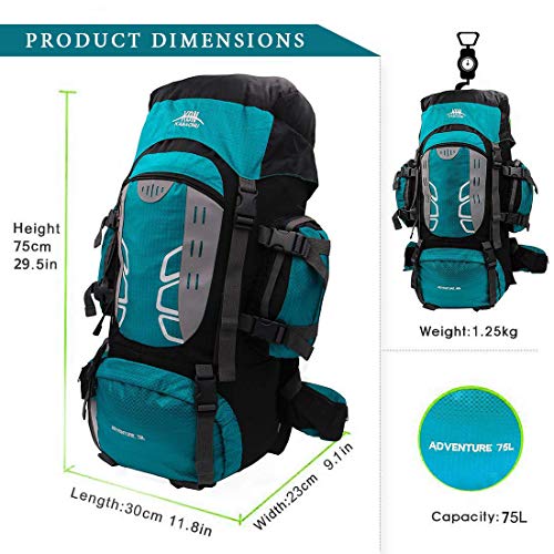 Mooedcoe 75L Mochila Senderismo Tactica Mochila Hombre Impermeable de Trekking Viaje Montaña Acampada Escalada (Verde)