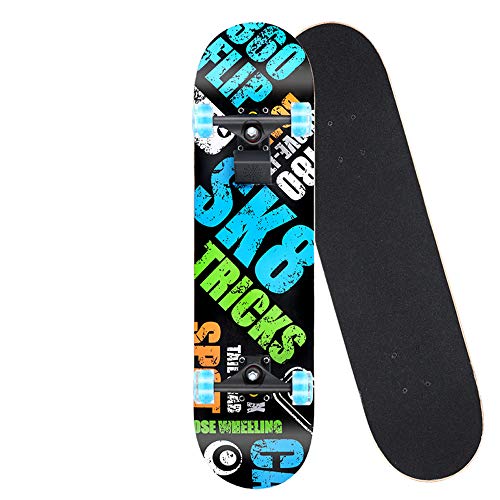 MooKe Control Deslizante con Altavoz 31"X 8" Completo Principiante Skateboard Profesional Patinaje Doble 7 Capas Consejos de la Hoja de Arce Canadiense para el diseño de Patinaje Juvenil,5