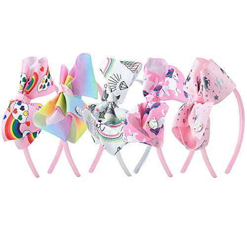 MOOKLIN ROAM 5 piezas Diademas Unicornio Diadema de Nudo Bandas de Cabello Linda Accesorios fiesta de cumpleaños suministros favores decoracione para Niñas (Colores Variados)