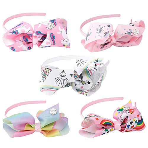 MOOKLIN ROAM 5 piezas Diademas Unicornio Diadema de Nudo Bandas de Cabello Linda Accesorios fiesta de cumpleaños suministros favores decoracione para Niñas (Colores Variados)