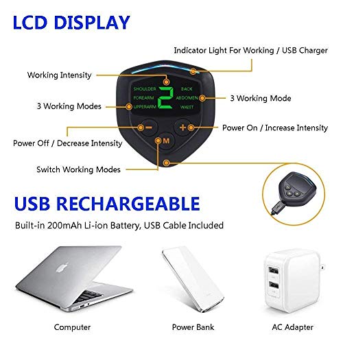 Moonssy EMS Electroestimulador Muscular Abdominales Estimulador Muscular Masajeador Eléctrico Cinturón EMS Estimulador Abdomen/Brazo/Piernas/Cintura Entrenador Muscular