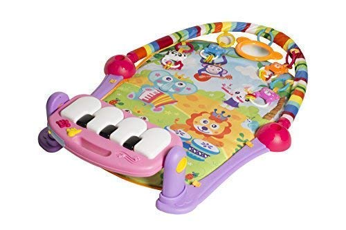 MooToys Patea y juega Juguete recién nacido con piano para bebés de 1 a 36 meses, Lay and Play, Siéntate y juega, Juguetes de actividades, Play Mat Activity Gym para bebés. Rosa (MT-108)