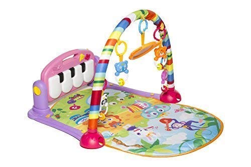 MooToys Patea y juega Juguete recién nacido con piano para bebés de 1 a 36 meses, Lay and Play, Siéntate y juega, Juguetes de actividades, Play Mat Activity Gym para bebés. Rosa (MT-108)