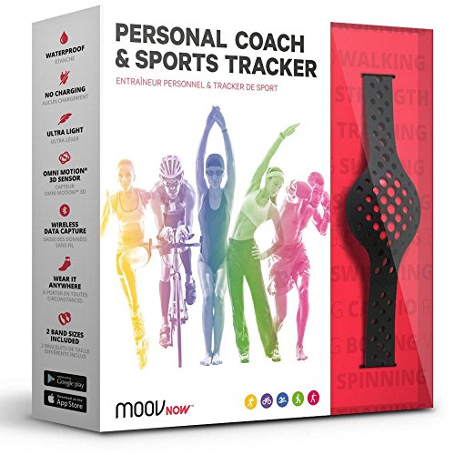 Moov Now Multi-Sport Personal Coach & Fitness Tracker, Fitness Coach Portable, Batería de 6 Meses y Reemplazable, Diseño Resistente al Agua, 2 Correas, Unisex, Negro