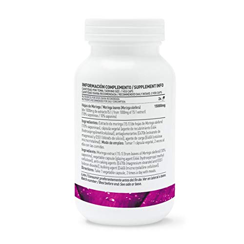 Moringa Oleifera Cápsulas de HSN Essentials | 500mg por servicio | Extracto Herbal 15:1 Con 10% Saponinas | Nutrición para la Dieta Vegana | Sin Gluten, Sin Lactosa | 120 cápsulas vegetales Moringa Oleifera Cápsulas de HSN Essentials | 500mg por servicio | Extracto Herbal 15:1 Con 10% Saponinas | Nutrición para la Dieta Vegana | Sin Gluten, Sin Lactosa | 120 cápsulas vegetales