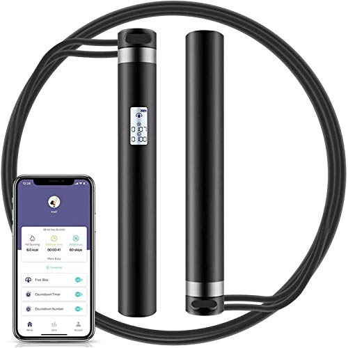 morpilot Cuerda para Saltar Comba de Saltar Ajustable con App Data Analysis conectando movil con Bluetooth, USB Recargable con Pantalla LED HD para Fitness, Crossfit, Pérdida de Grasa