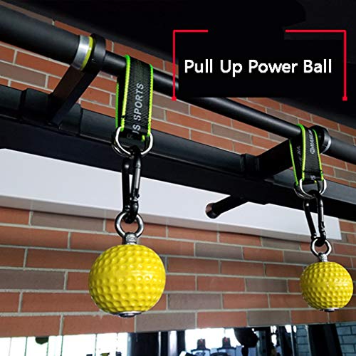 Morran Bolas de muñeca Pull Up Ball Hand Grip Pelota Pull-Ups Fitness Equipment de Entrenamiento Antideslizantes Ball con Acero Inoxidable Gancho y cordón Mejorar Brazo Poder Entrenador