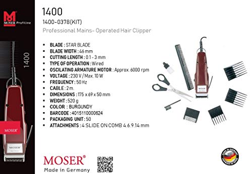 Moser Profesional 1400 - Máquina Cortapelos, 150 gr Moser Profesional 1400 - Máquina Cortapelos, 150 gr