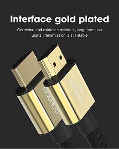MoShou-Cable HDMI 2.1 / UHD HDR 4K 8K 120Hz 2160p 4320p 3D / HDMI 2.0 / eARC Dolby Vision Atmos/Trenzado de Nylon/Ultra Alta Velocidad 48Gbps Ethernet (1.5 m) MoShou-Cable HDMI 2.1 / UHD HDR 4K 8K 120Hz 2160p 4320p 3D / HDMI 2.0 / eARC Dolby Vision Atmos/Trenzado de Nylon/Ultra Alta Velocidad 48Gbps Ethernet (1.5 m)