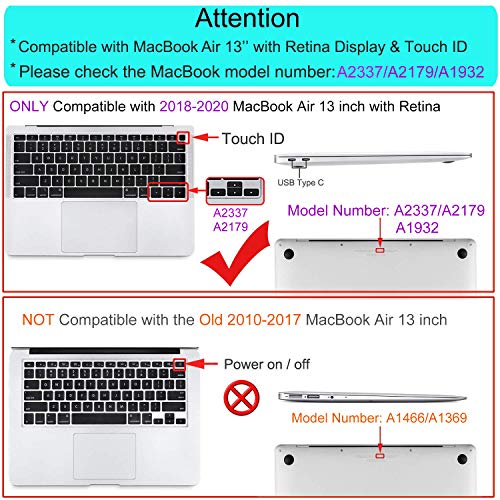 MOSISO Funda Dura Compatible con 2020-2018 MacBook Air 13 Pulgadas A2337 M1 A2179 A1932 con Pantalla Retina & Touch ID,Ultra Delgado Carcasa Rígida Protector de Plástico Cubierta,Cristal