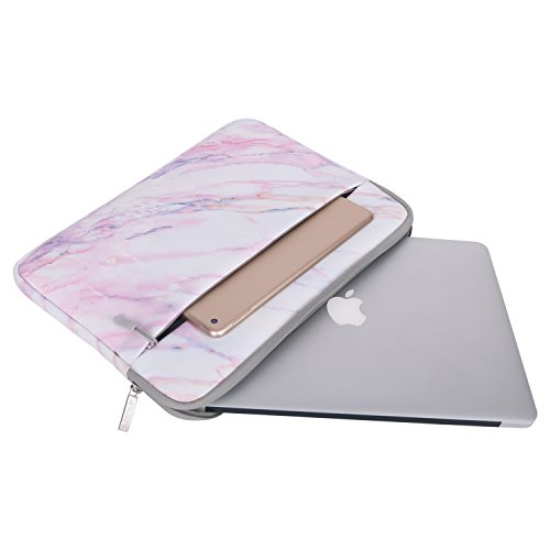 MOSISO Funda Protectora Compatible con 13-13.3 Pulgadas MacBook Air/MacBook Pro Retina/2019 2018 Surface Laptop 3/2/Surface Book 2, Bolsa Blanda de Estilo Mármol Caja Cubierta, Rosa