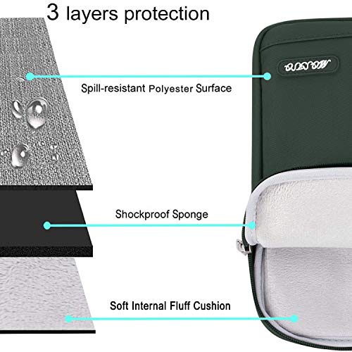 MOSISO Funda Protectora Compatible con 13-13.3 Pulgadas MacBook Pro/MacBook Air/Ordenador Portátil, Bolsa de Hombro Blanda Maletín Bandolera de Estilo Flap,Verde Medianoche